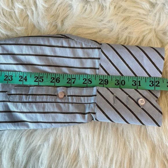 Roar Men's Dress Shirt Long Sleeve Button Up Blue Striped Cotton Blend Size XL - Picture 9 of 11
